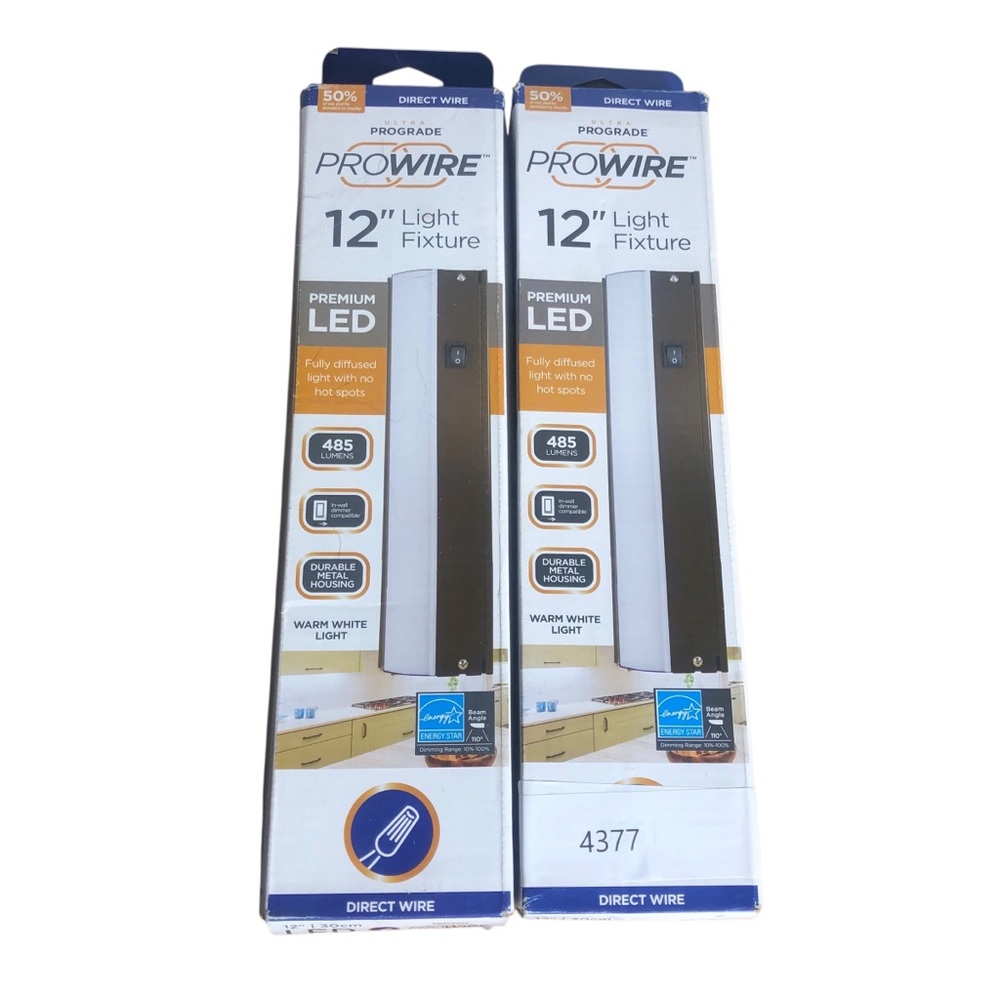 Prograde Pro Wire 12 inch under cabinet light fixture x2 LED . New